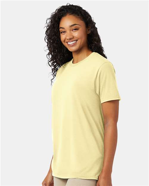 Hanes 4980 Lemon Meringue Heather — on model side
