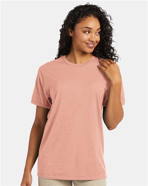 Hanes 4980 Marbled Cantaloupe — on model front