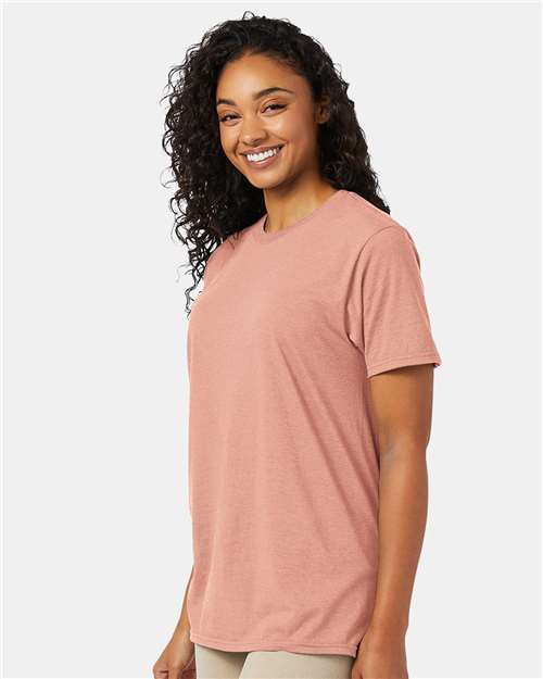 Hanes 4980 Marbled Cantaloupe — on model side