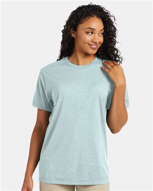 Hanes 4980 Marbled Ice Fall — on model front