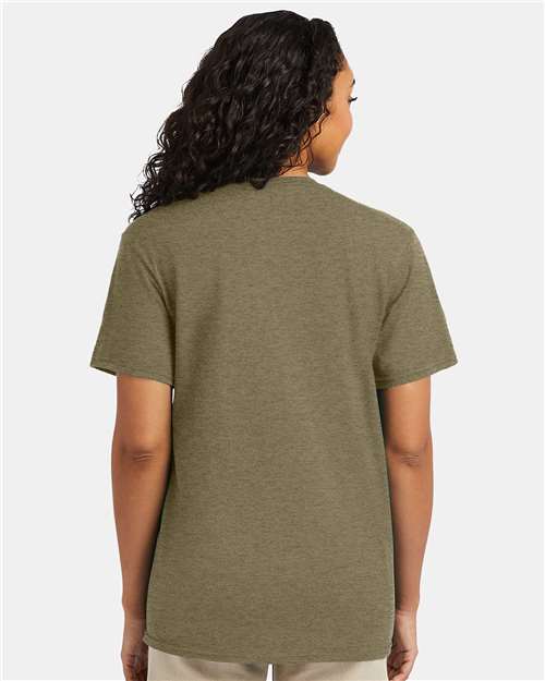 Hanes 4980 Oregano Heather — on model back