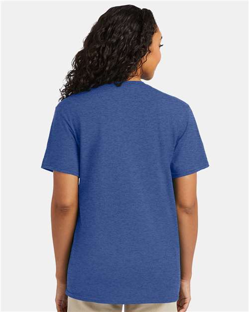 Hanes 4980 Regal Navy Heather — on model back