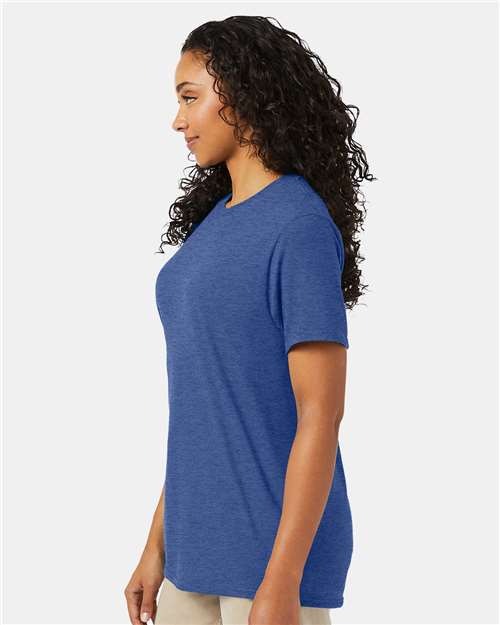 Hanes 4980 Regal Navy Heather — on model side