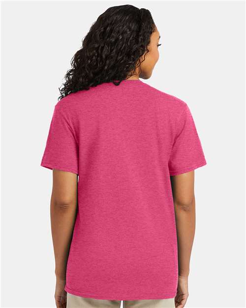 Hanes 4980 Wow Pink Heather — on model back