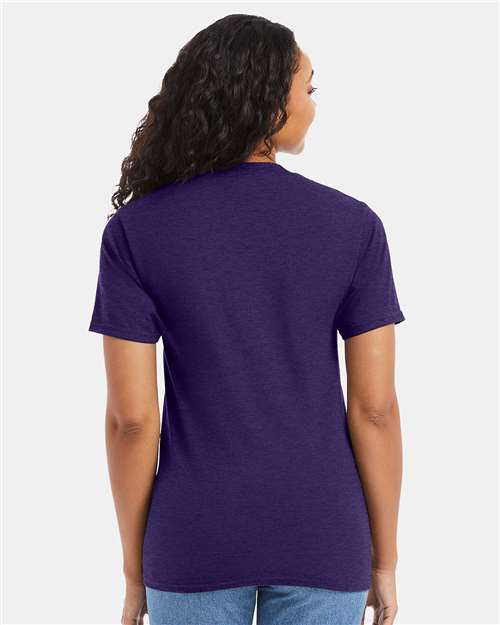Hanes 5180 Grape Smash Heather — on model back