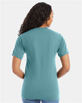 Hanes 5180 Green Clay — on model back
