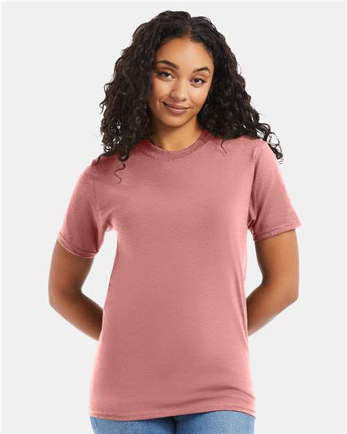 Hanes 5180 Mauve — on model front