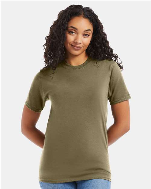 Hanes 5180 Oregano — on model front