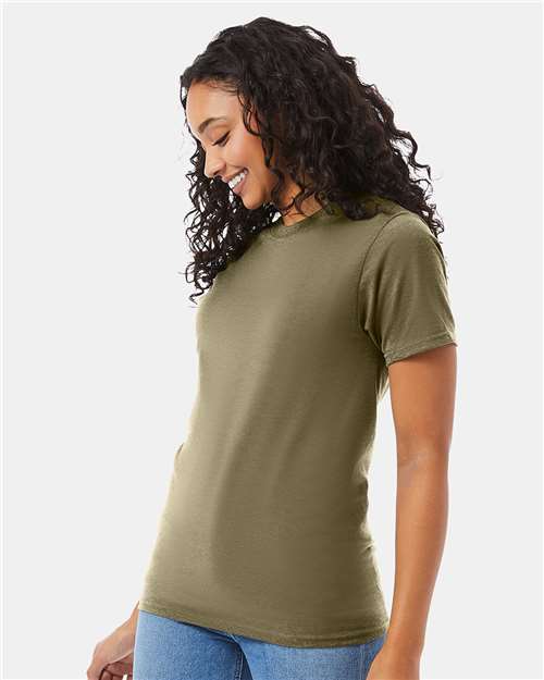 Hanes 5180 Oregano — on model side
