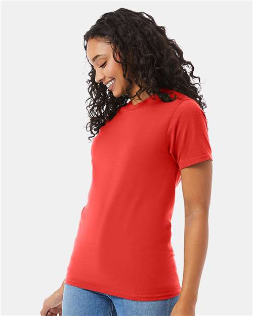 Hanes 5180 Poppy Red — on model side