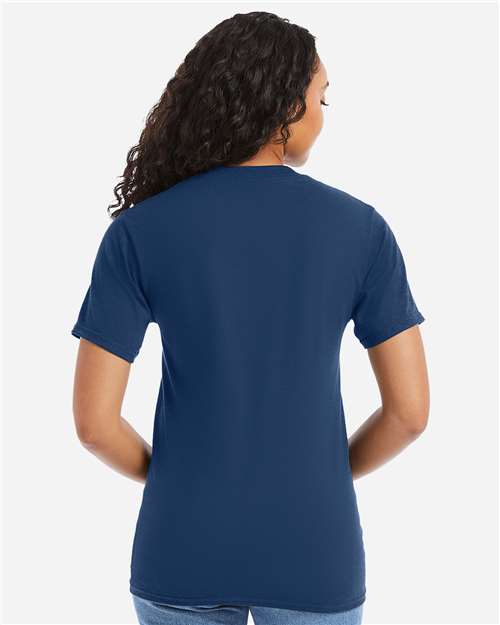 Hanes 5180 Regal Navy — on model back