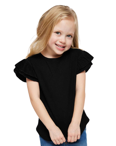 Toddler Flutter Sleeve T-Shirt - Black