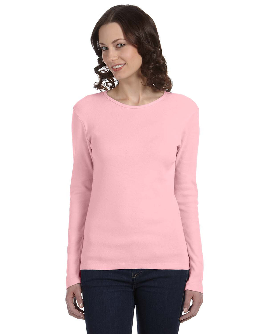 Women's Stretch Rib Long-Sleeve T-Shirt - Pink
