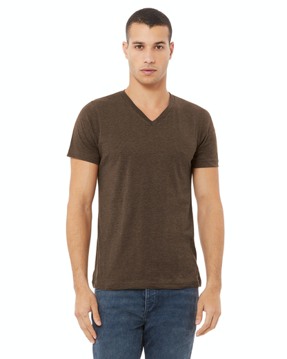 Unisex Jersey Short-Sleeve V-Neck T-Shirt - Heather Brown