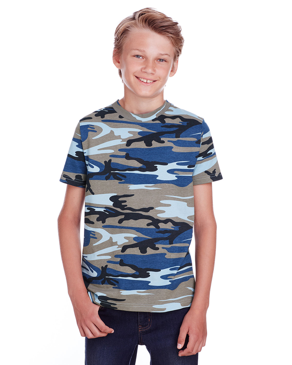 Youth Camo T-Shirt - Blue Woodland