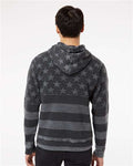 J. America 8871 Black Stars & Stripes Triblend — on model back