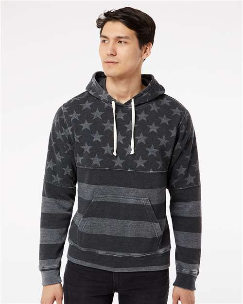 J. America 8871 Black Stars & Stripes Triblend — on model front