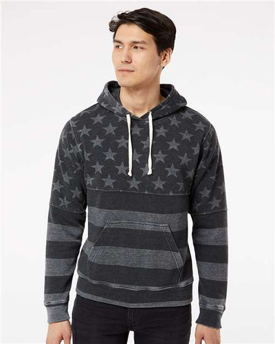 J. America 8871 Black Stars & Stripes Triblend — on model front