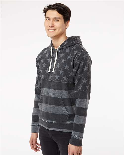 J. America 8871 Black Stars & Stripes Triblend — on model side
