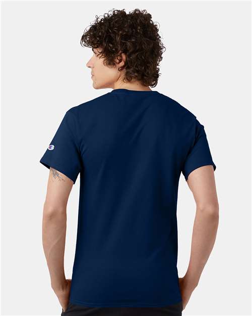 Champion T425 Late Night Blue — on model back
