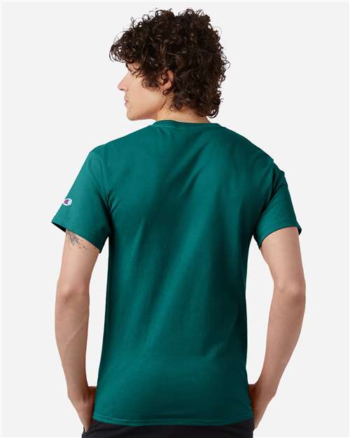 Champion T425 Emerald Green — on model back