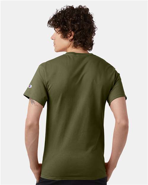 Champion T425 Fresh Olive — on model back