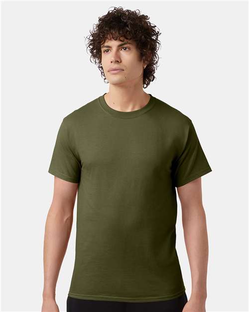 Champion T425 Fresh Olive — on model front