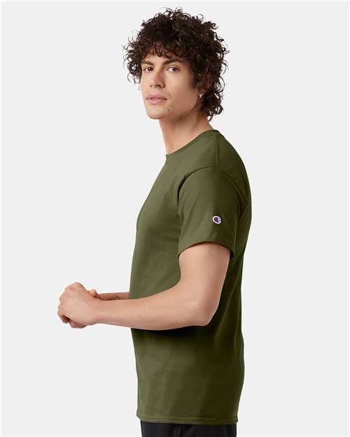 Champion T425 Fresh Olive — on model side