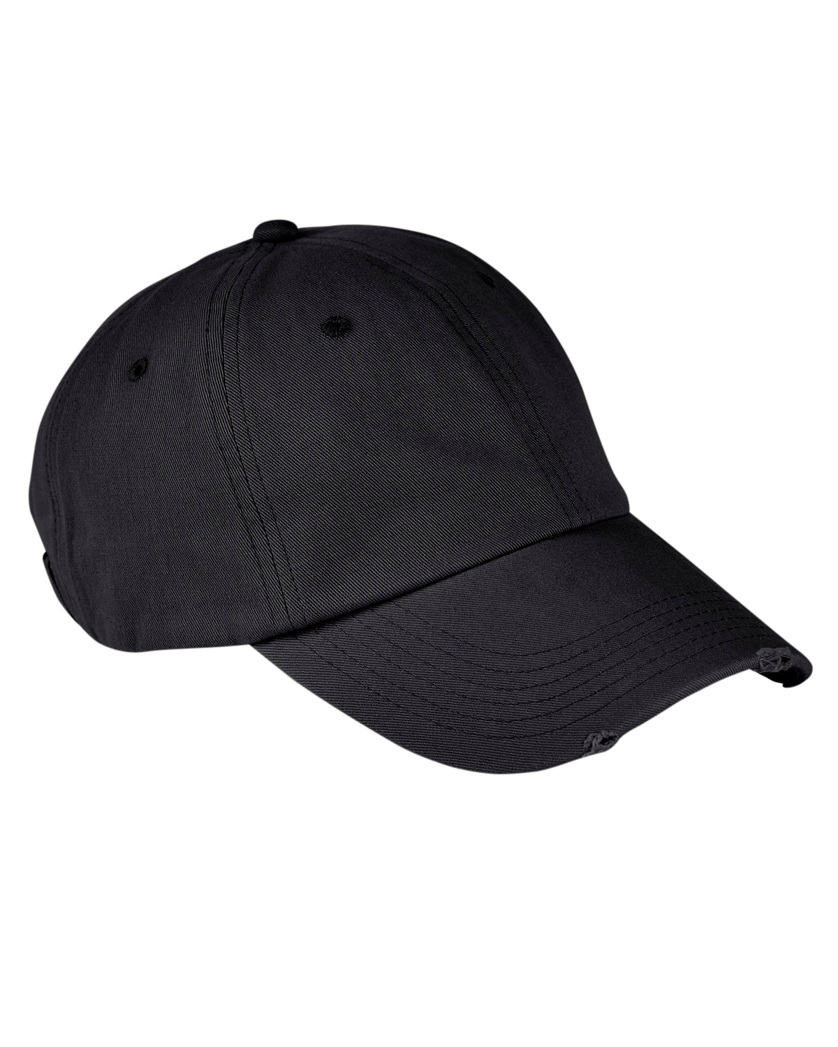 Distressed 6-Panel Cap - Black