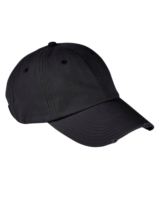 Distressed 6-Panel Cap - Black