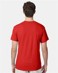 Hanes 42TB Poppy Red Heather — on model back