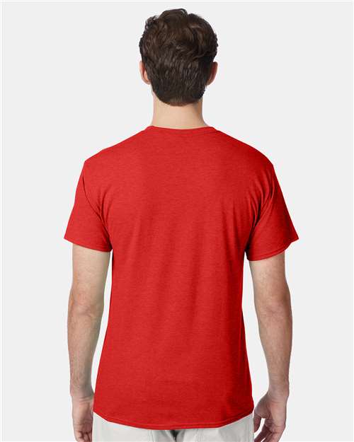 Hanes 42TB Poppy Red Heather — on model back