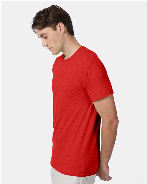 Hanes 42TB Poppy Red Heather — on model side