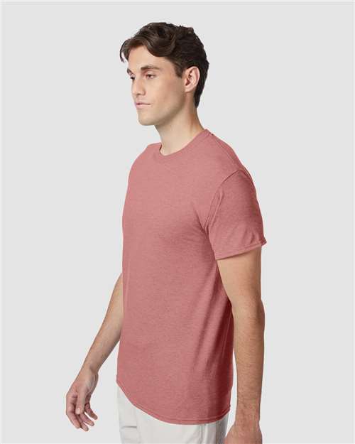 Hanes 42TB Mauve Heather — on model side