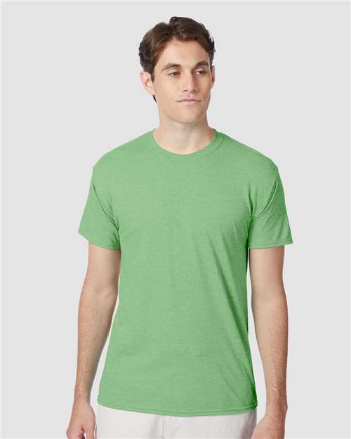 Hanes 42TB True Green Heather — on model front
