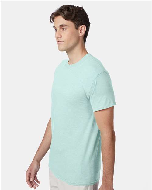 Hanes 42TB Ice Fall Heather — on model side