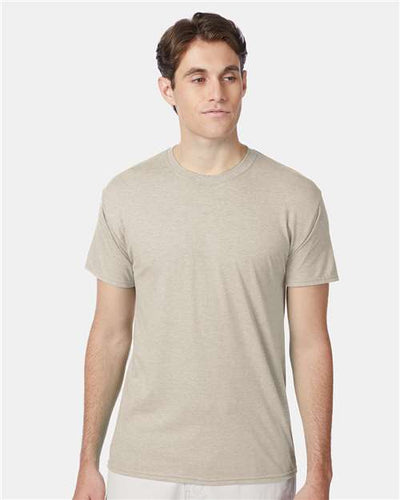 Hanes 42TB Sand Heather — on model front