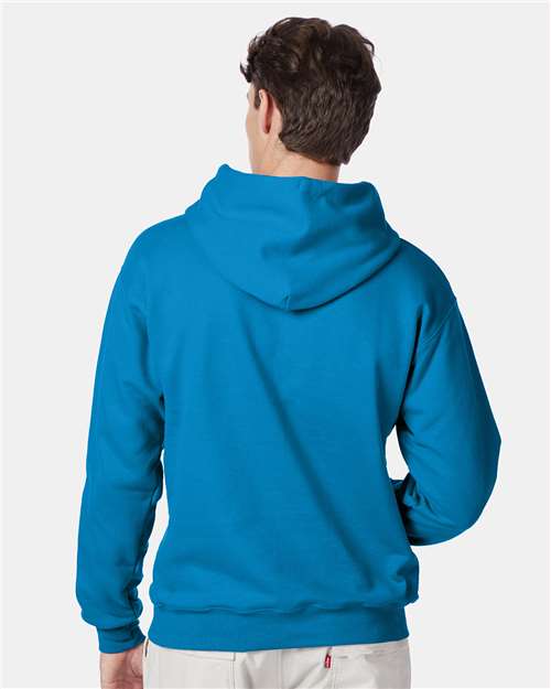Hanes F170 Teal — on model back