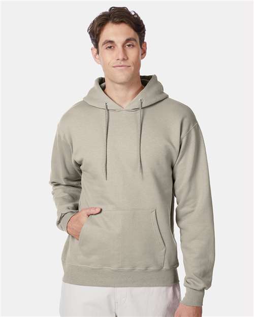 Hanes F170 Sand — on model front