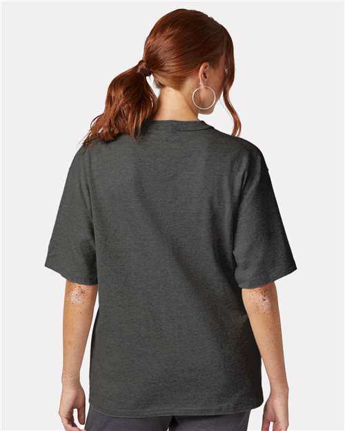 Champion T105 Charcoal Heather — on model back