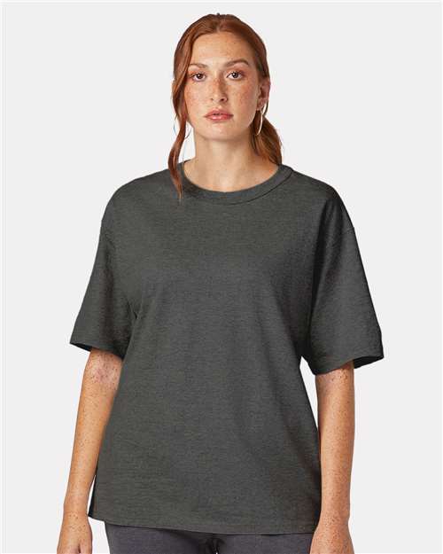 Champion T105 Charcoal Heather — on model front
