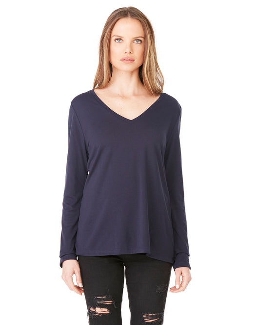 Women's Flowy Long-Sleeve V-Neck - Midnight
