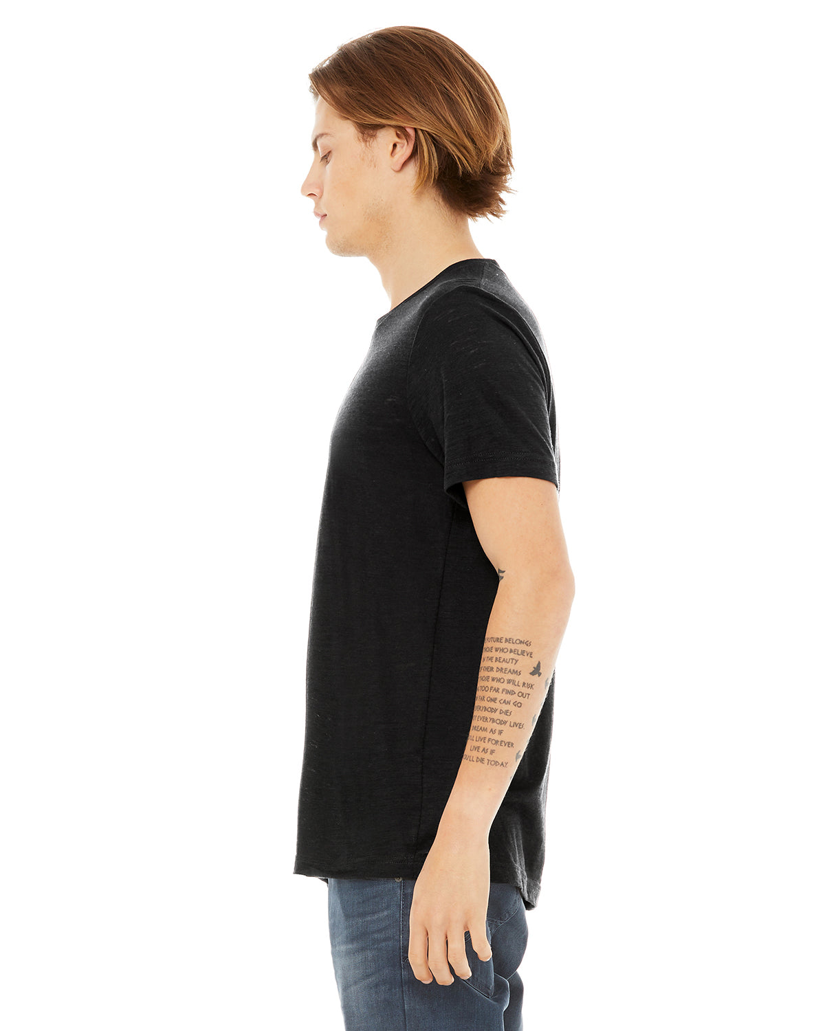 Unisex Poly-Cotton Short-Sleeve T-Shirt - Solid Black Slub