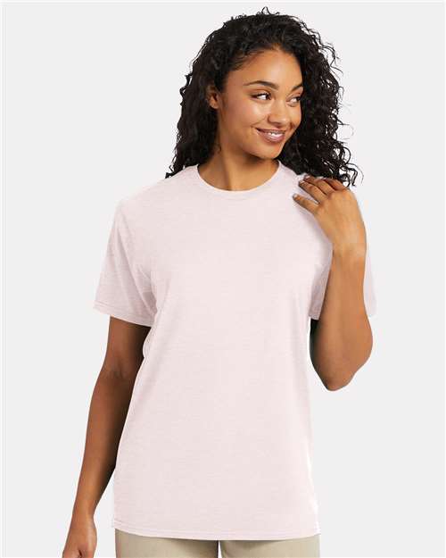 Hanes 4980 Body Blush Heather — on model front
