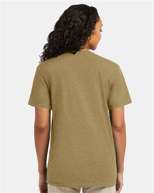 Hanes 4980 Brown Sugar Heather — on model back
