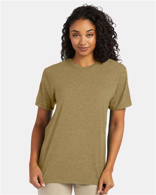 Hanes 4980 Brown Sugar Heather — on model front