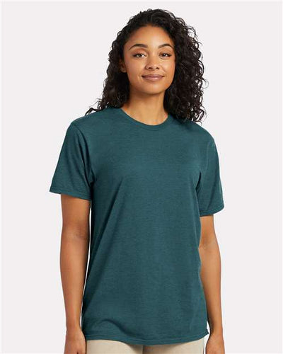 Hanes 4980 Jade Pine Heather — on model front