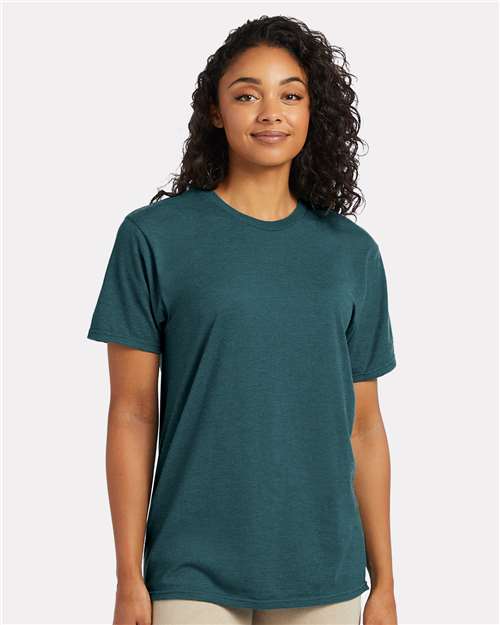 Hanes 4980 Jade Pine Heather — on model front