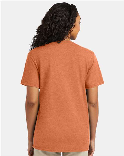 Hanes 4980 Pumpkin Heather — on model back