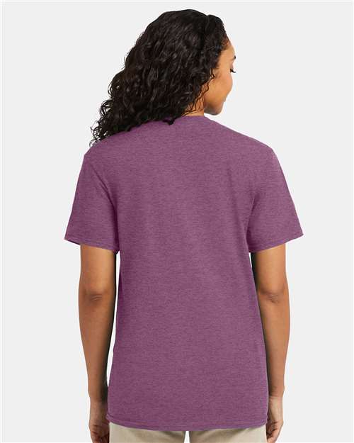 Hanes 4980 Purple Rain Heather — on model back